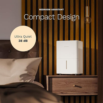 hOmeLabs Dehumidifier - Advanced Humidity & Moisture Control, Quiet, Efficient, Auto Shut-off, Ideal for Home, Basement, Office - 1,800 Sq Ft Wi-Fi (8 Pint MAX 24 Pint at 95°F, 90% RH)