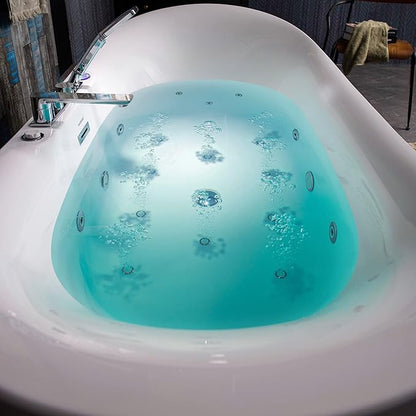 WOODBRIDGE 72" x 35-3/8" Whirlpool Water Jetted and Air Bubble Freestanding Heated Soaking Combination Bathtub wirh LED control panel and Faucet, BJ400+F0041CH