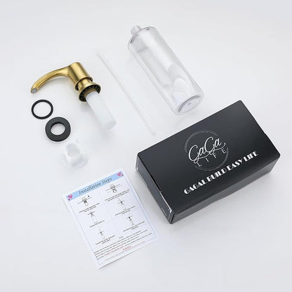 GAGALIFE Kitchen Sink Soap Dispenser with Large Bottle, Built in Sink Soap Dispenser Refill from Top, Brushed Gold