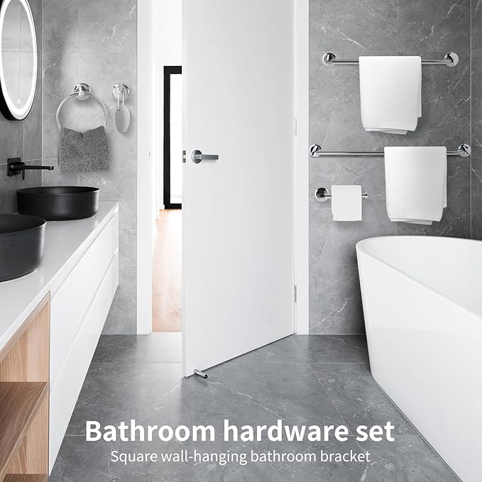 Polished Chrome Bathroom Hardware Set 4 Piece Towel Rack Bath Shower Accessories Set Adjustable Expandable Towel bar Wall Mounted