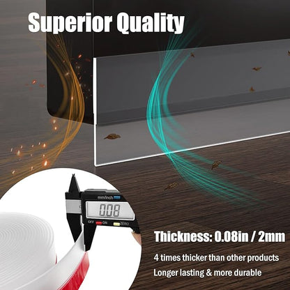 Wide Silicone Weather Stripping, 3 inch (W) x 20 Ft (L) Door Draft Stopper, Silicone Seal Strip for Doors Windows and Shower Glass Gap, White