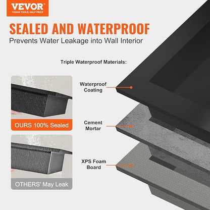 VEVOR Shower Niche Insert Tile Ready 16" x 32", Double Shelf Niche for Shower Wall Bathroom for Shampoo and Toiletry Storage, Black