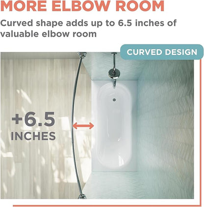 Zenna Home Curved Shower Curtain Rod, No Drill, 50-72 Inch Adjustable Tension Shower Rod for Bathroom, Rustproof, 1-Inch Diameter, Non Slip, Easy Install, Adds Space in Shower, Chrome