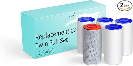 Replacement Filters for Weddell Duo Shower System - Efficient Reduction of Chlorine, Contaminants & Hardness | Enhance Skin and Hair Health with Every Shower (1Red+4Blue)