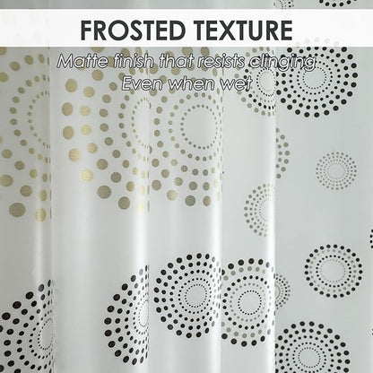 Plastic Shower Curtain Liner, Waterproof Printed PEVA Shower Curtain with Design, Gold Dots Pattern, Rustproof Grommets, Standard Size 70x72 Bathtub Curtain for Bathroom (Pack of 1)