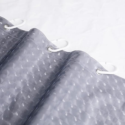 NTBAY EVA Semi-Transparent Clear Shower Curtain with Gray Checkered, Waterproof Liner with 3 Magnets for Bathroom, 72x72 Inches