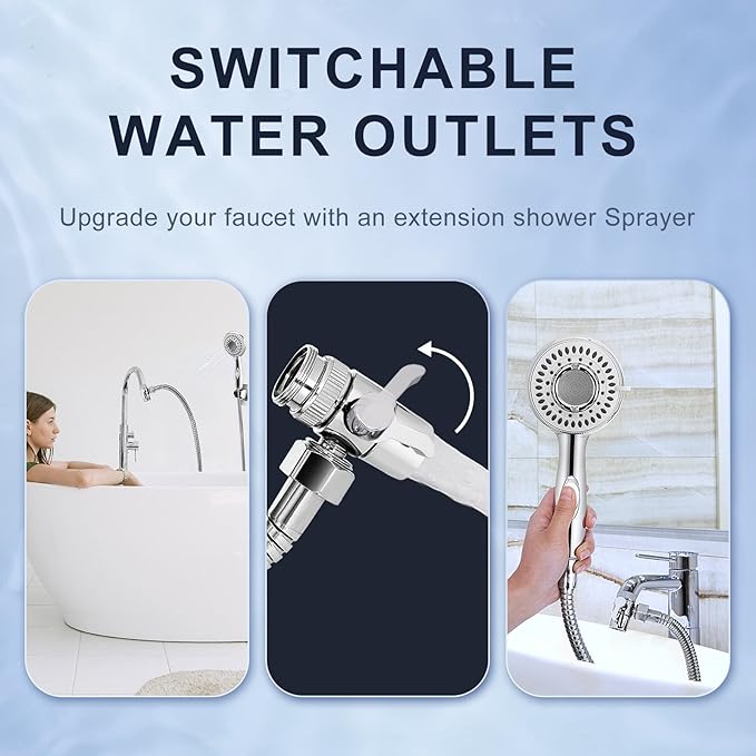 Shower Head Sink - Faucet Bathtub, Hose Sprayer Attachment with 9 Adapters, 79" Hose for Hair Washing, Pet Dog Rinse & Baby Bath, ON/OFF Extension for Tub Faucet, Utility Sink, Laundryroom, Garden