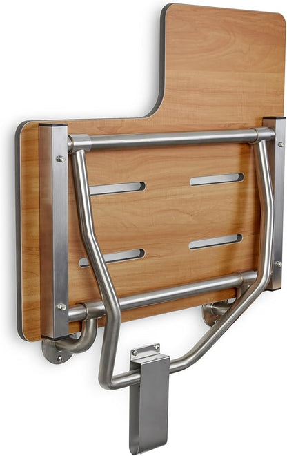 Seachrome 26" x 22.5” Teak Reversible Folding Transfer Tub/Shower Seat, ADA Compliant