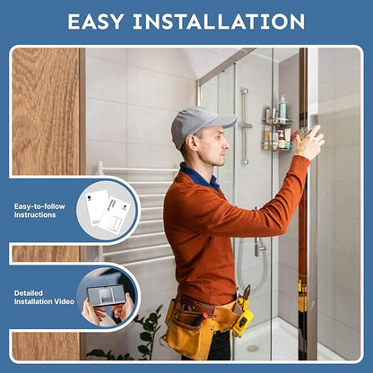 60" x 72" Frameless Sliding Shower Door, 6mm (1/4") Tempered Glass, Heavy-Duty 304 Stainless Steel Rollers & Handle, Adjustable 56-60" Width, No-Leak F-Type + Bubble Seals