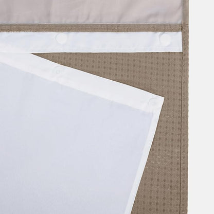 River Dream Heavyweight No Hooks Required Dotted Waffle Weave Shower Curtain with Snap in Liner - 71W x 74H,Hotel Grade,Spa Like Bath Curtain,Linen