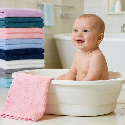 16 Pack Baby Washcloths - Luxury Multicolor Coral Fleece - Extra Absorbent and Soft Wash Clothes for Newborns, Infants and Toddlers - Suitable for Sensitive Skin and New Born - Baby Shower, 10x10 Inch