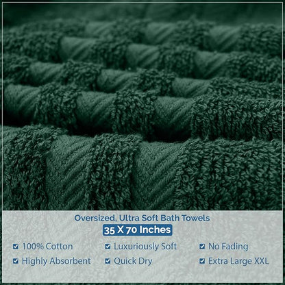 DAN RIVER 2 Pack Luxury Bath Sheets 35x70, 600 GSM, Soft & Quick Dry 100% Ring Spun Cotton Towels Ideal for Hotels, Spas, Gyms & Salons Extra Large, Hunter Green