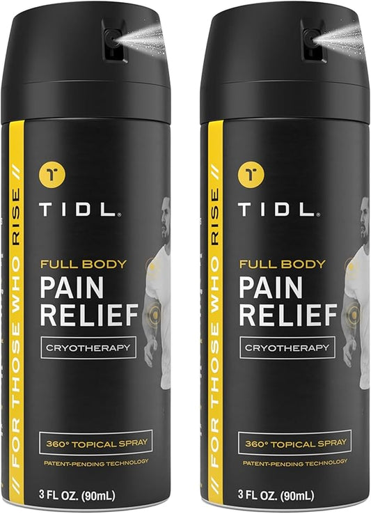 TIDL Cryotherapy Pain Relief Spray, 3 Oz (Pack of 2) Targeted Neck Pain, Joint & Muscle Pain Relief with Organic, Plant-Based Menthol, Instant Cooling for Arthritis, Back & Knee Pain