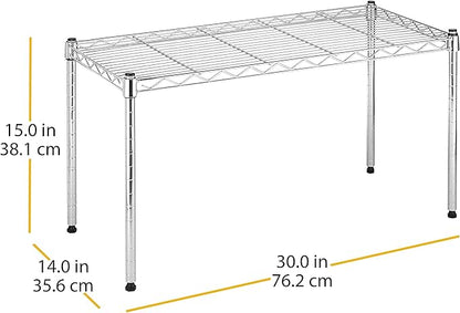 Whitmor 1 Tier Shelving Units, Wire Rack Storage Organizer, 30" L x 14" W x 15" H, Chrome