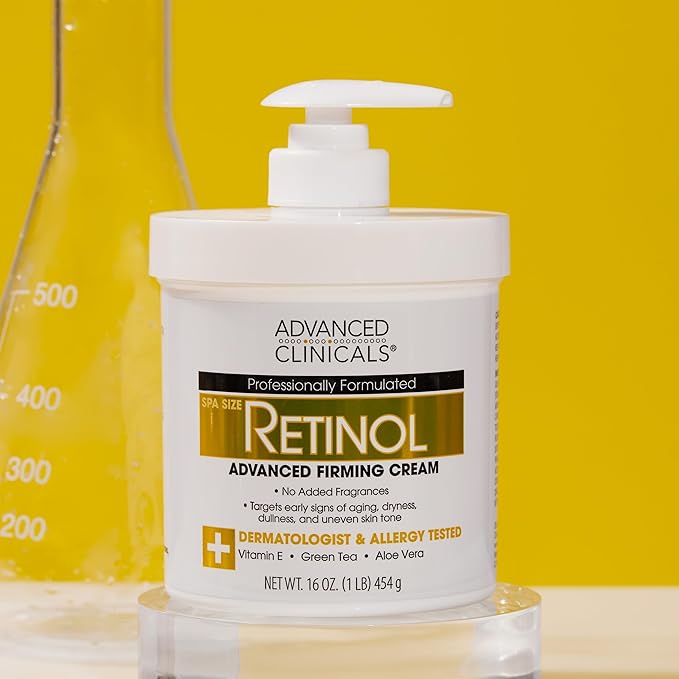 Advanced Clinicals Retinol Body Lotion & Face Moisturizer | Visible Anti Aging Skin Care Retinol Body Cream For Women & Men Targets Look Of Fine Lines, Wrinkles & Crepe Looking Dry Skin, 16OZ, 2-Pack
