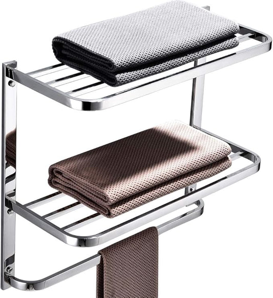 LUANT 3-Tier Bathroom Shelf with Towel Bars, Stainless Steel Wall Mounting Rack,22-1/2 Inch