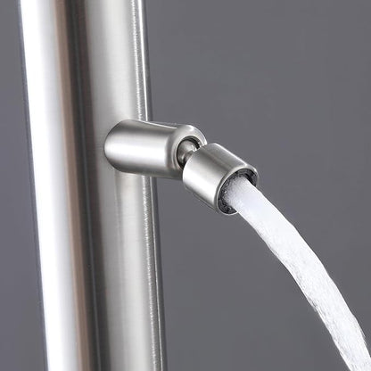 Kelica 316 Marin-Grade Outdoor Shower Fixture for Backyard Garden Beach Poolside, Free Standing Outside Shower Faucet Rain Shower Head & Foot Rinse, Brushed Nickel