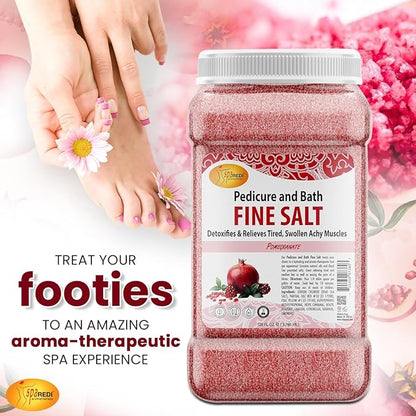SPA REDI - Detox Foot Soak Pedicure and Bath Fine Salt, Pomegranate, 128 Oz - Made with Dead Sea Salts, Argan Oil, Coconut Oil, and Essential Oil - Hydrates, Softens and Moisturizes