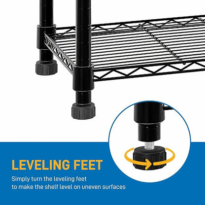 3 Tier Storage Racks Shelving, Heavy Steel Pantry Shelves, Adjustable Wire Shelving Rack, Suitable for Garage, Kitchen, Bathroom, Office, 35" W x 14" D x 31" H, Black