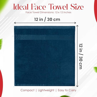 RIVERSIDE 12 Pack Premium 100% Cotton Face Washcloths, 550 GSM, 12 x 12 Inches, Soft, Absorbent Towels for Body & Shower, Bathroom Wash Clothes, Durable Face Towels Set for Spa, Gym, Opal Blue