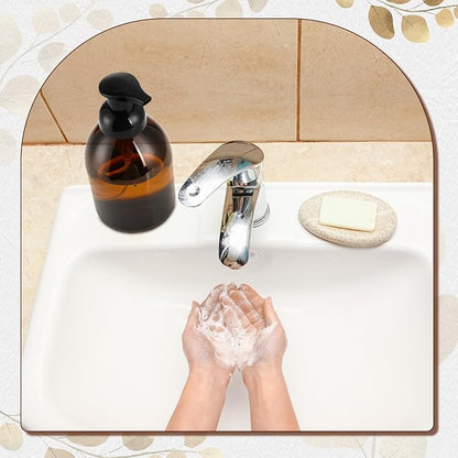 Uiifan 16 Pcs 17 oz Amber Foaming Soap Dispenser Refillable Foam Pump Bottle Liquid Plastic Container for Kitchen Bathroom Commercial Concentrated or Regular Shampoo Body Wash Dish Liquid Soap