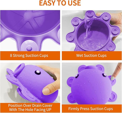 Bathtub Overflow Drain Cover - Tub Soak Bath Cover, Adds Inches of Water for Deeper Bath (Purple)