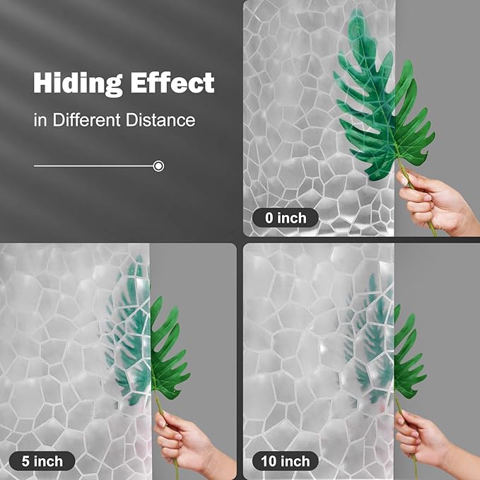 UFRIDAY Extra Long Clear Shower Curtain Liner 72 x86 inches,3D Water Cube Extra Long Shower Curtain for Bathroom with 3 Big Weighted Magnets and 12 Rustproof Grommet Holes