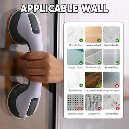 2-Pack Grab Bars for Bathtubs and Showers, 12 inch Shower Handle Suction Shower Bar, Safety Bars for Shower Chair, Bathroom Grab Bar for Senior，No Drilling Removable (Green, 12 inch)