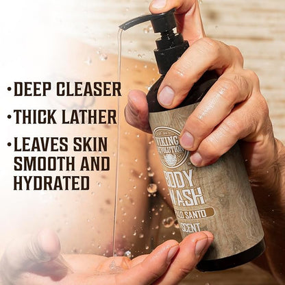 Viking Revolution Palo Santo Body Wash for Mens Shower Gel - Moisturizing Mens Body Wash with Vitamin E and Aloe Vera - Shower Gel Body Wash Men (12 Fl Oz, Pack of 1)