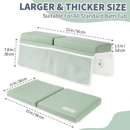 URMYWO Bath Kneeler and Elbow Rest Pad Set - 1.5" Thick Baby Bath Kneeler Pads with Toys Organizer, Anti-Slip Cozy Knee & Arm Support Bathtub Mat, Quick Dry Kneeling Pad for Baby Bath Time