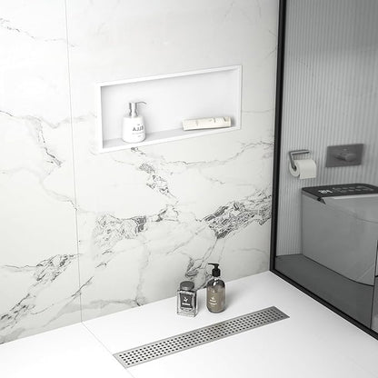 Stainless Steel Shower Niche 30" X 12" White No Tile Needed Niche Shower Recessed Wall Horizontal Niches for Bathroom Storage Over Mount Installation