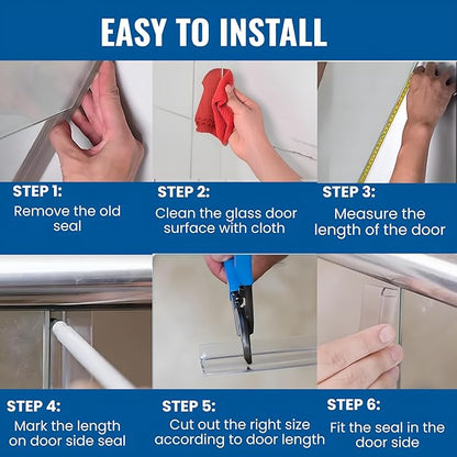 Frameless Shower Door Side Seal Strip H-Type 180 Degree 85inch Length, Clear (1, 1/4inch Glass)
