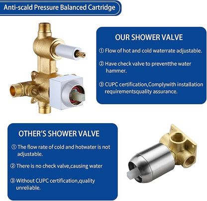 TapLong Wall Mount Bathtub Faucet with Waterfall Tub Spout Bath Tub Faucet Set with Handheld Shower Single Handle Tub Filler Shower Faucet Set with Rough-in Valve and Trim Kit, Polished Chrome, 91266