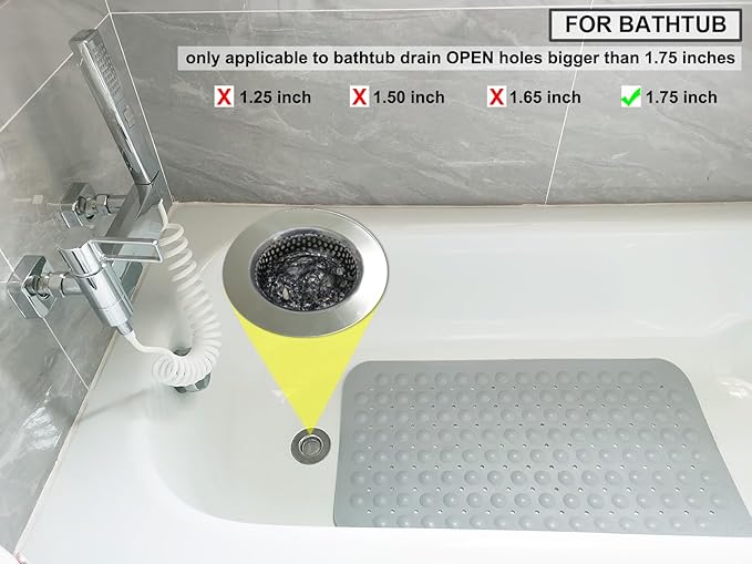 2PCS Bathtub Drain Strainers, Shower Drain Hair Catcher, Stainless Steel Drain Cover Basket for Bathroom Laundry Floor Drain, Fit for 1.75"-3.0" Drain Hole