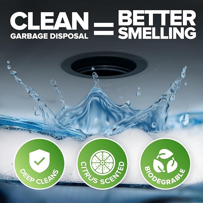 Renuv Garbage Disposal Cleaner and Deodorizer Tablets Drain Freshener, Foaming Citrus Scent, Sink Odor Refresher for Kitchen Garbage Disposer Cleaning (12 XL Tablets - One Year Supply)