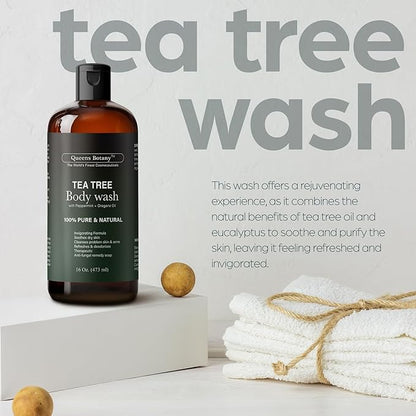 Artnaturals Antibacterial Tea Tree Oil Body Wash For Men & Women Remedy Soap Extra Strength - Helps Treat Acne, Athletes foot, Eczema, Toenail Fungus & Jock Itch & Ringworm (16 Fl Oz (Pack of 2)