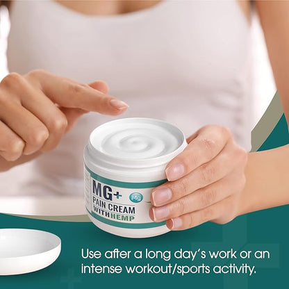 MARS WELLNESS MG+ Hemp Pain Cream (4 oz) - Maximum Strength Arnica & Magnesium Cream for Sore Legs, Joints & Muscle Cramps - Unisex Adults