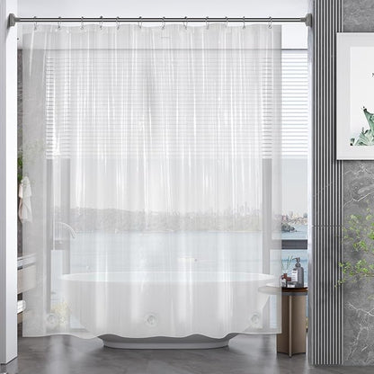AmazerBath Extra Long Shower Curtains 96 Length, Tall Shower Curtain Liner Clear 72x96 Inches, Premium PEVA, Bathroom Accessories with 3 Weighted Stones and 12 Rustproof Grommets
