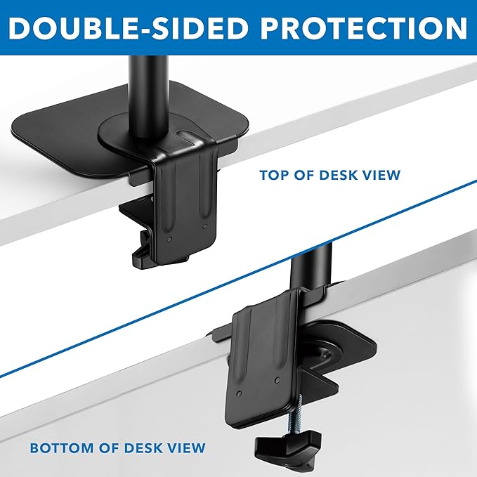 Mount-It! Monitor Mount Reinforcement Plate, Steel Desk Protector for Glass and Thin Tabletops, Compatible with C-Clamp and Grommet Mounts, Anti-Skid EVA Pads, Supports Multi-Monitor Setups