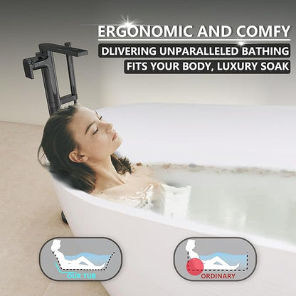 59" High-back Acrylic Freestanding Bathtub, Stand Alone Slipper Soaking Tub, Integrated Overflow and Drain, cUPC Certified