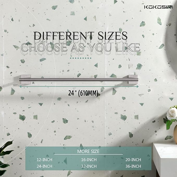 KOKOSIRI Towel Holder Bathroom Accessories Towel Bar for Bath Kitchen Necklace Holder 24 Inch Brushed Nickel Stainless Steel B4005BR-L24