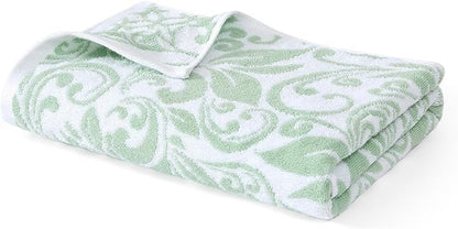 Modern Threads Trefoil Filigree 6-Piece 100% Cotton Towel Set – Reversible Yarn Dyed Jacquard – Includes 2 Bath Towels, 2 Hand Towels, 2 Washcloths – Absorbent, Quick Dry, Soft & Durable – Sage Green