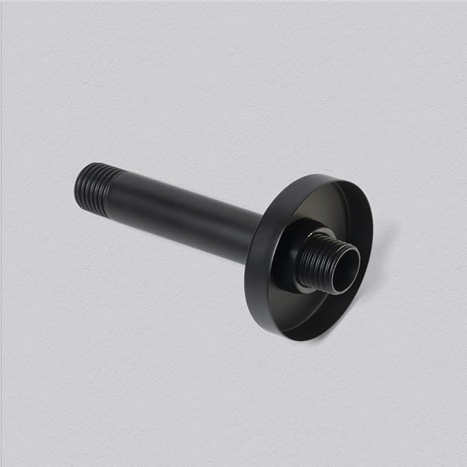 4 Inch Shower Arm with Flange, Ceiling Mounted Shower Head Extension Arm, 1/2 NPT Straight Arm for Rain Shower Head, Stainless Steel Shower Head Extension Replacement Pipe Arm, Black