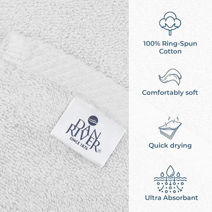 DAN RIVER Pack of 1 Bath Sheet 40x80 Inches, Super Soft Quick Dry Cotton Towels, Luxury Oversized White Bath Towels
