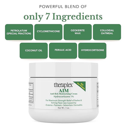 Theraplex AIM - Anti Itch Cream (2 oz) – 1% hydrocortisone for Itchy Skin Relief, moisturizing Cream for Eczema, Seborrheic Dermatitis. Safe for Kids. Relieves Itchy Skin with Maximum Strength.