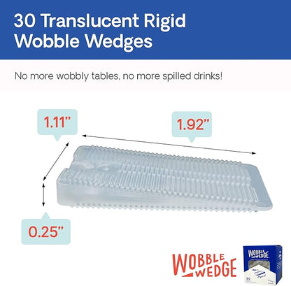 The Original Wobble Wedge Rigid Plastic Shims, Heavy Duty Leveling Wedges for Furniture, Tables, Toilets, Home Improvement & Work Projects, Transparent Plastic Shim, Leveling Feet, MADE IN USA, 30Pack