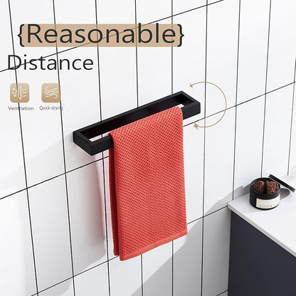 KOKOSIRI Towel Bar Matte Black Hand Towel Holder 12-Inch Kitchen Rack Stainless Steel for Bathroom Hardware Wall Mounted, 1 Pack B4008BK-L12