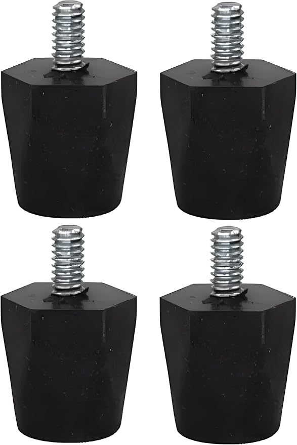 OCS Parts Adjustable Rubber Bumper Feet, Levelers, 1/4-20 Thread, Solid Rubber (4)