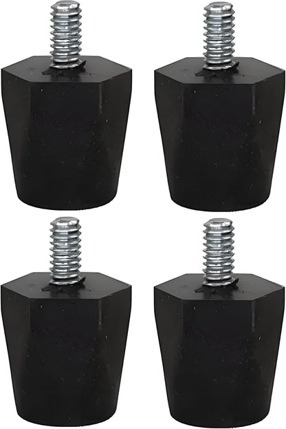OCS Parts Adjustable Rubber Bumper Feet, Levelers, 1/4-20 Thread, Solid Rubber (4)