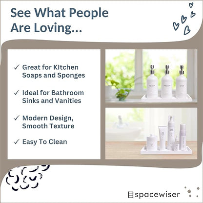 Countertop and Vanity Tray - 2 PC Large 11.7" Silicone Bathroom Trays, Counter Organizer, Dish Soap Sponge Holder Kitchen Sink Tray Organizer, Sink Caddy Toothbrush Key Kitchen Soap Trays
